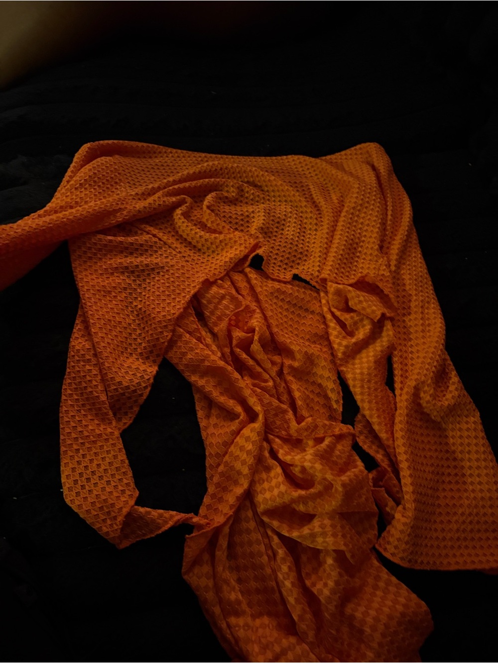 Vibrant Orange Textured Wrap Top - Picture 2 of 4